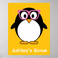 Pingüino hipster - Personalizado suave rosa amaril