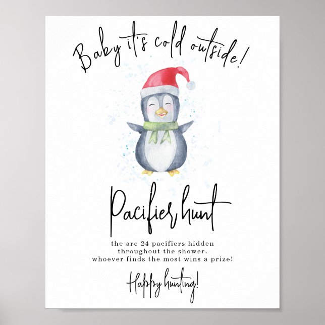 Póster Pingüino - juego de caza pacificador ducha de bebé (Frente)