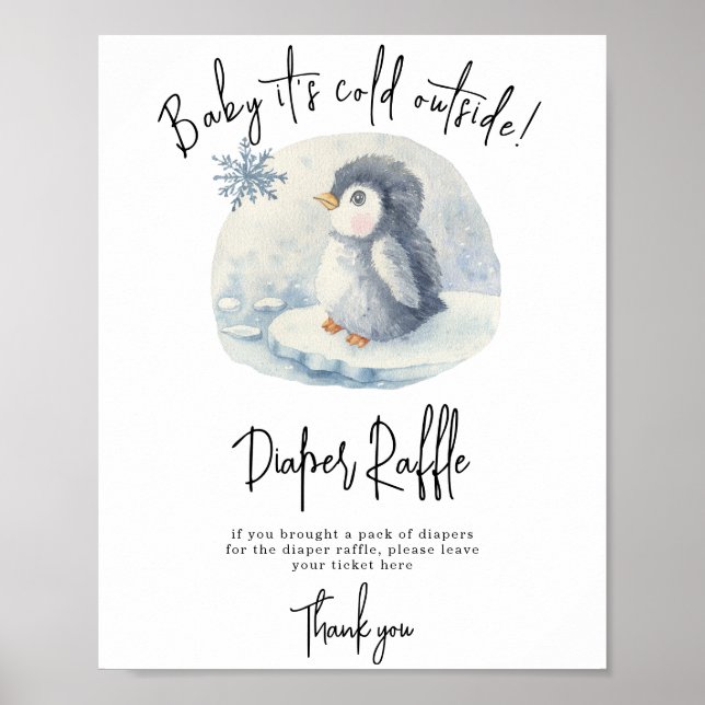 Póster Pingüino - Juego de Raffle Diaper (Frente)