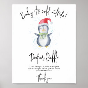 Póster Pingüino - Juego de rifa de pañales