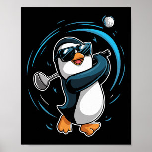Póster Pingüino Jugando Golf Deporte Animal Lindo Pingüin