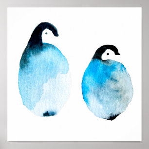 Póster Pingüino lindo acuarela