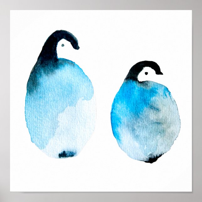 Póster Pingüino lindo acuarela (Frente)