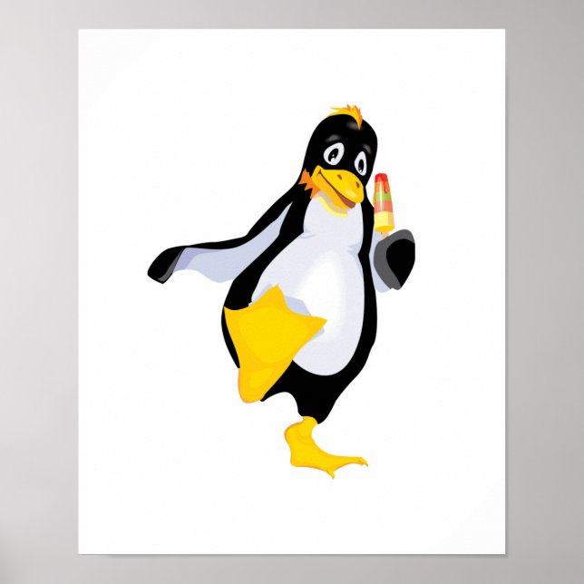 Póster pingüino lindo con helado (Frente)