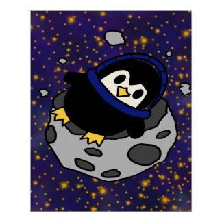 Póster pingüino lunar