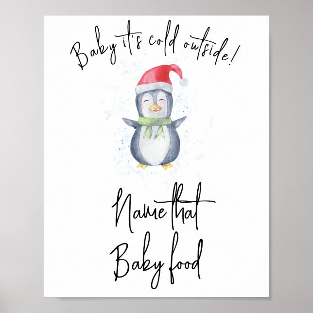Póster Pingüino - Nombra esa comida para bebé (Frente)