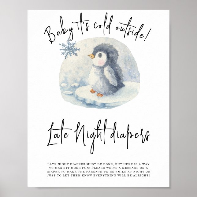 Póster Pingüino - pañales Late Night (Frente)