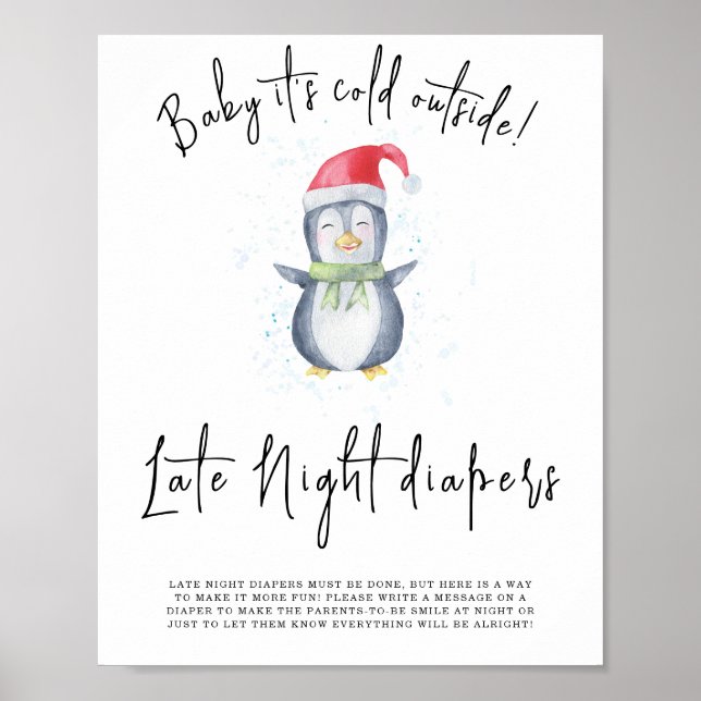 Póster Pingüino - pañales nocturnos (Frente)