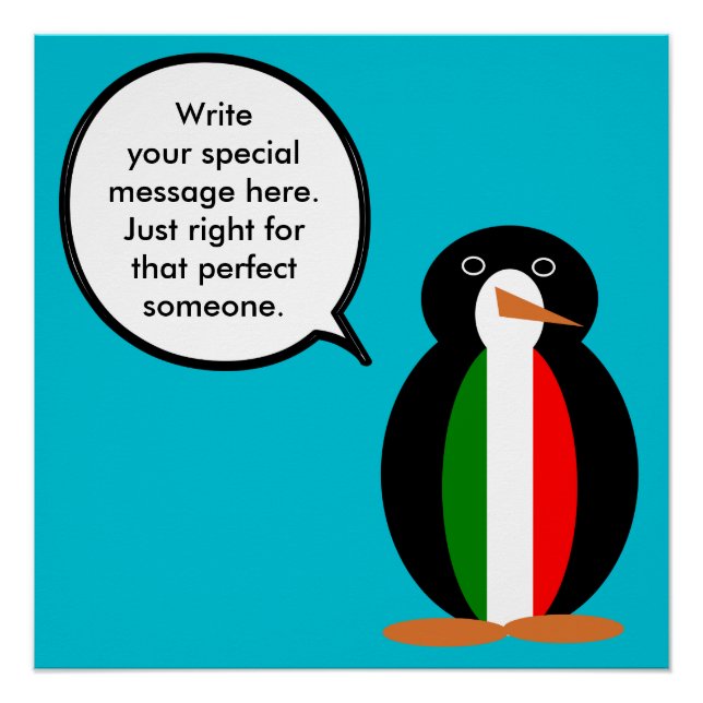 Póster Pingüino parlante italiano personalizado (Anverso)