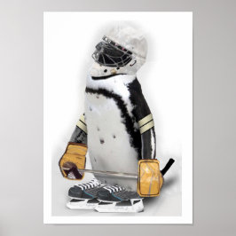 Póster Pingüino Pequeño Con Engranaje De Hockey