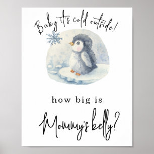 Póster Pingüino - ¿Qué tan grande está la barriga de mamá