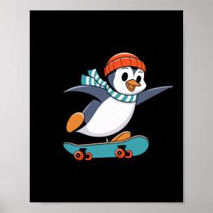 Póster Pingüino Skateboarder Skateboarding Skateboarders