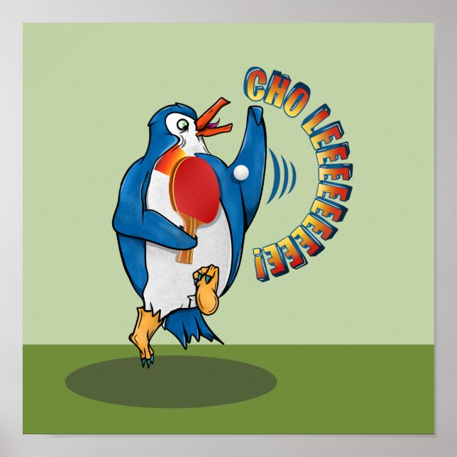 Póster Pingüino Tenis de mesa (Frente)