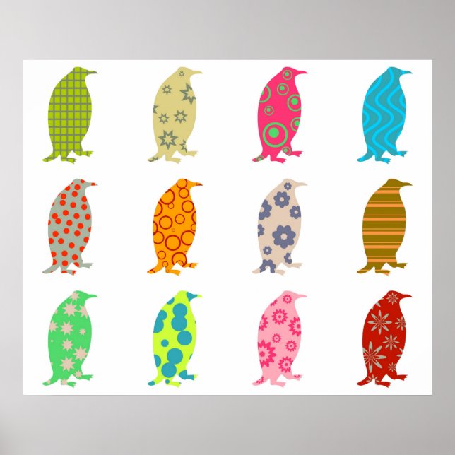 Póster Pingüinos con patrones (Frente)