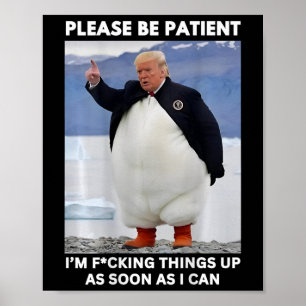 Póster Pingüinos contra aranceles y manos de protesta con