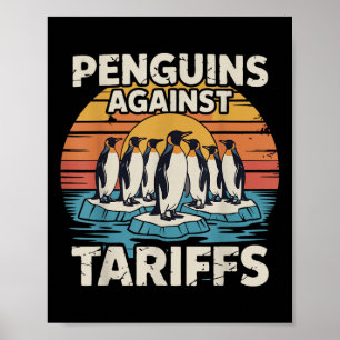 Póster Pingüinos divertidos contra los aranceles contra l