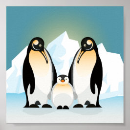 Póster Pingüinos geométricos ilustrados con Baby