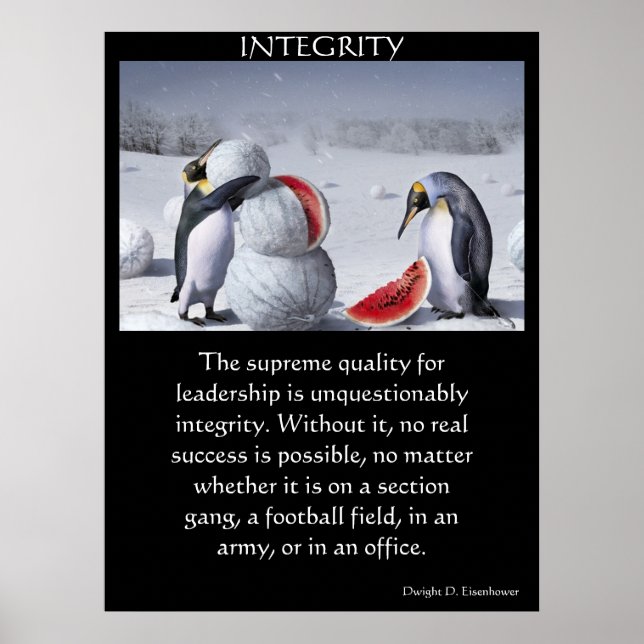 Póster Pingüinos INTEGRITY construyendo un muñeco de niev (Frente)