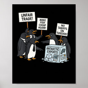 Póster Pingüinos protestan contra las tarifas del diverti