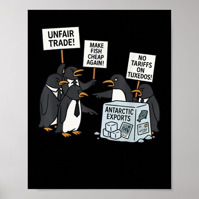 Póster Pingüinos protestan contra las tarifas del diverti (Frente)
