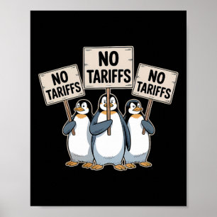 Póster Pingüinos protestan contra los aranceles de Trump 
