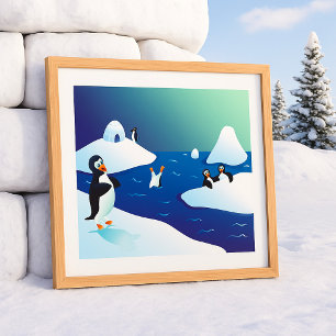 Póster Pingüinos Y Hielo