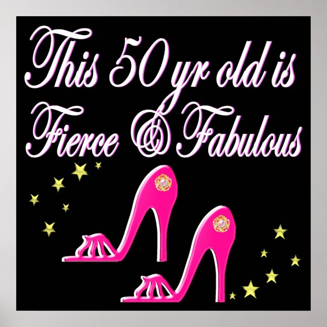 PÓSTER PINK 50 Y FABULOSO DISEÑO DEL CUMPLEAÑOS (Frente)