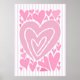Póster Pink Abstract Hearts