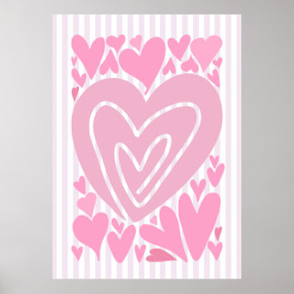 Póster Pink Abstract Hearts