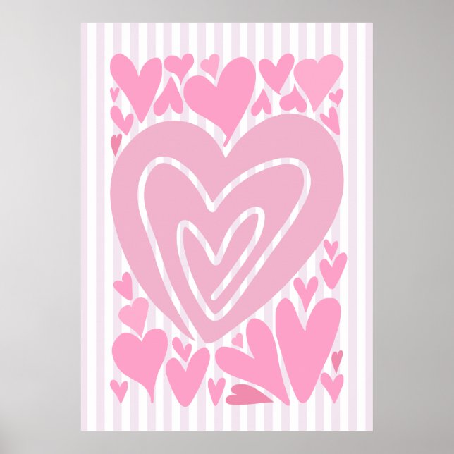 Póster Pink Abstract Hearts (Frente)