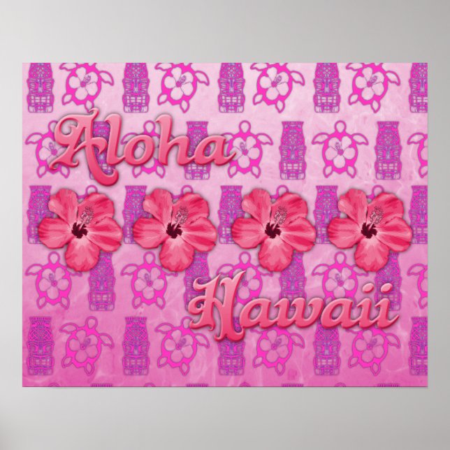Póster Pink Aloha Hawaii (Frente)