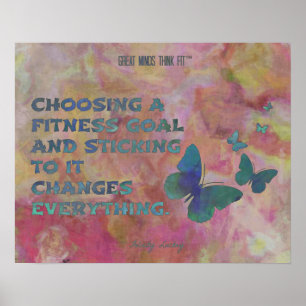 Póster Pink and Blue Fitness Butterflies