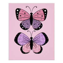Póster Pink and Purple Butterfly 