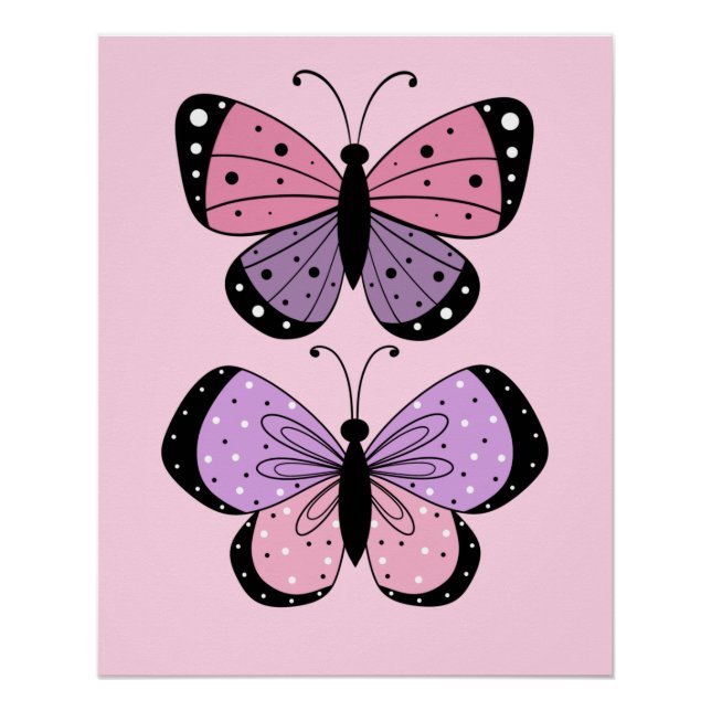 Póster Pink and Purple Butterfly  (Anverso)