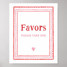 Póster Pink and Red Valentines Favor Sign