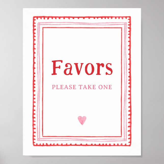 Póster Pink and Red Valentines Favor Sign (Frente)