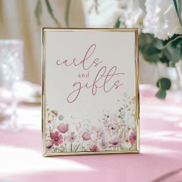 Póster Pink Baby In Bloom Wildflower Cards and Gifts Sign