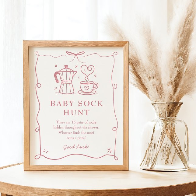 Póster Pink Baby is Brewing Coffee Baby Sock Hunt Sign (Subido por el creador)
