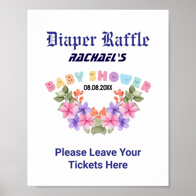 Póster Pink Baby Shower, Baby Girl Shower Party Game (Frente)