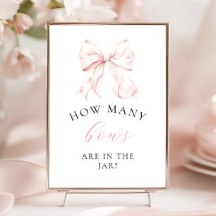 Póster Pink Baby Shower Cuántos Bows Rótulo De Tabla
