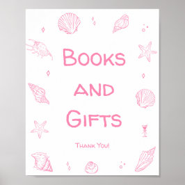 Póster Pink Beach Baby Shower Books and Gifts