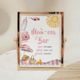 Póster Pink Beach Summer Baby Shower Mom Osa Bar