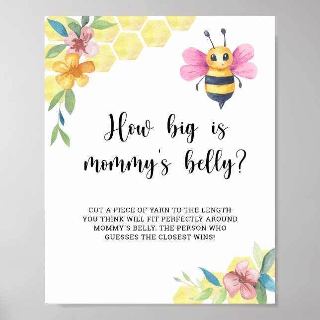 Póster Pink Bee how big is mommy's belly game (Frente)