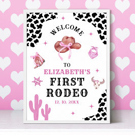 Póster Pink & Black Western Cowgirl "First Rodeo" Birthda