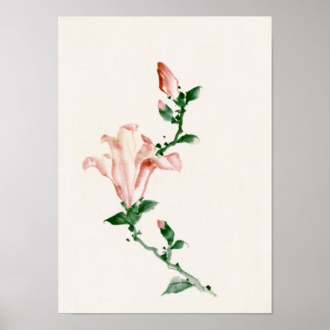 Póster Pink Blossoms, Hokusai Japanese Fine Art (Frente)