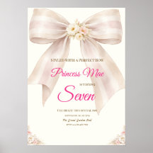 Pink Blush Bow Princess Ribbon Birthday Invitation