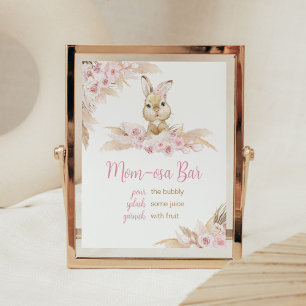 Póster Pink Boho Bunny Baby Shower Mom Osa Bar