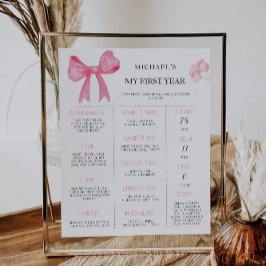 Póster Pink Bow 1ª tabla de fecha de nacimiento