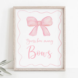 Póster Pink Bow Adivinan Cuántos Rótulos de juego de cump