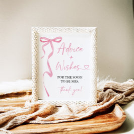 Póster Pink Bow Advance y Wire Bridal Shower Game